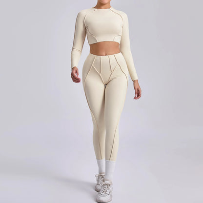 2-teiliges Yoga-Set für Damen, Push-up-Leggings und langärmeliger Sport-BH, Fitness und Training