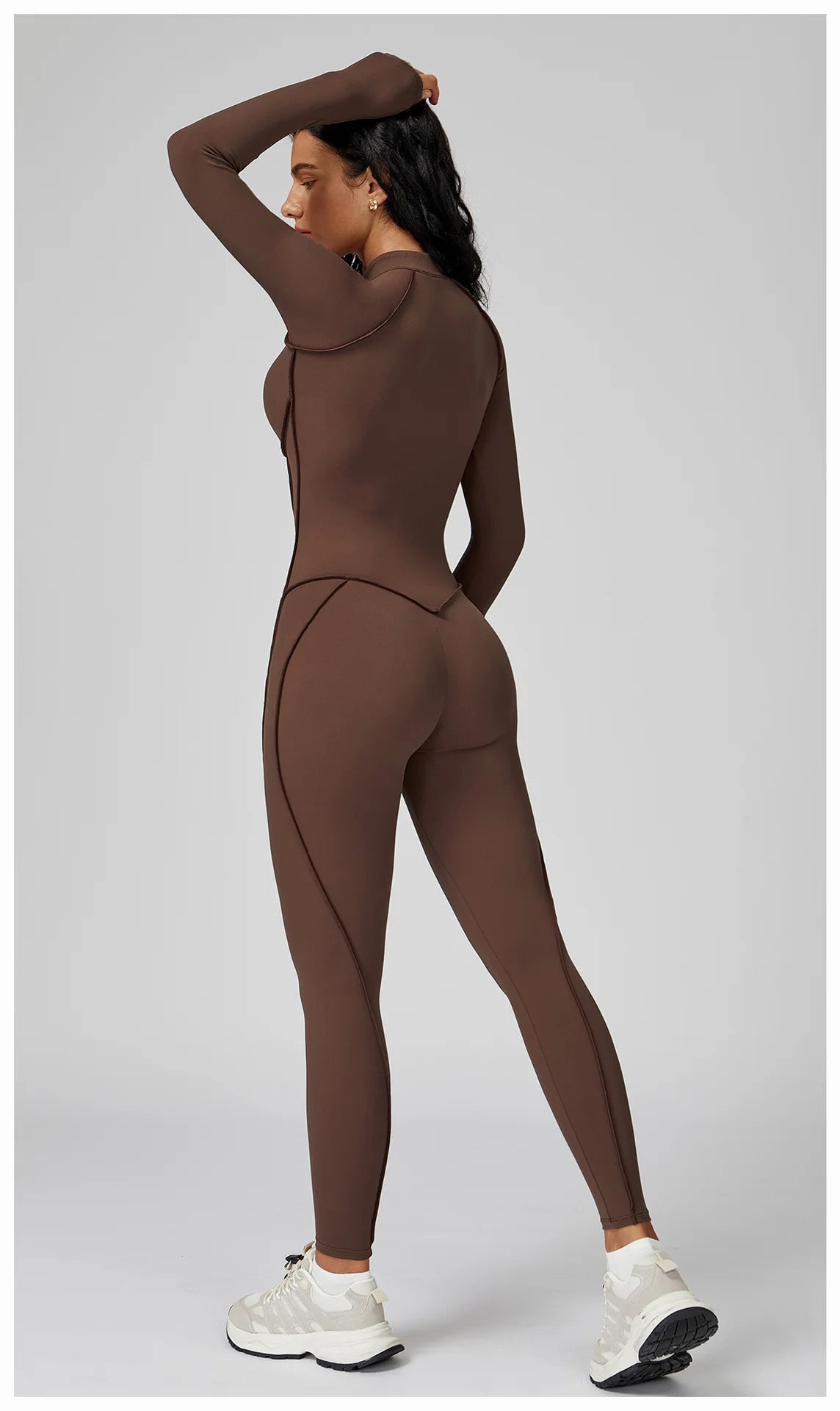 BodyFlow Combinaison Sport Femme – Design Sculptant, Col Montant Zippé, Performance & Élégance