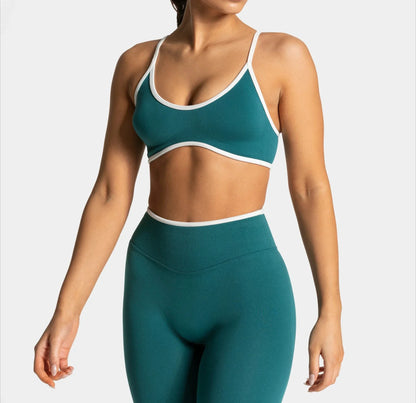 Damen-Sommer-Sport-BH, rückenfrei, gestrickt und gepolstert für Yoga und Fitness