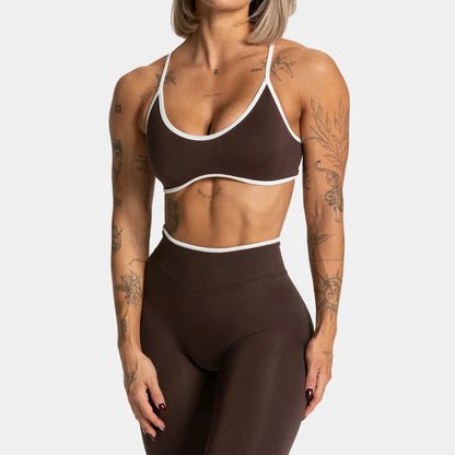 Damen-Sommer-Sport-BH, rückenfrei, gestrickt und gepolstert für Yoga und Fitness