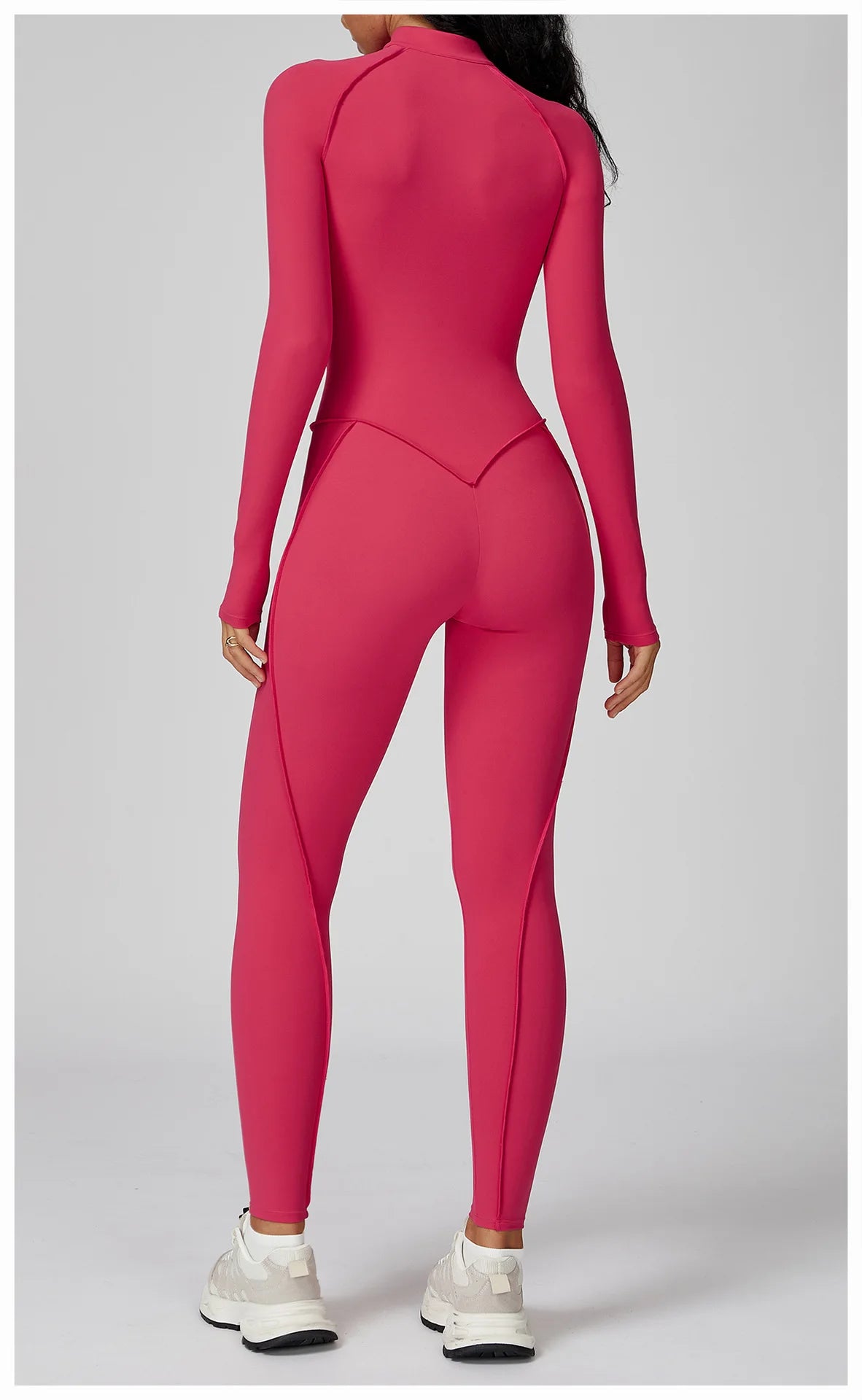 BodyFlow Combinaison Sport Femme – Design Sculptant, Col Montant Zippé, Performance & Élégance