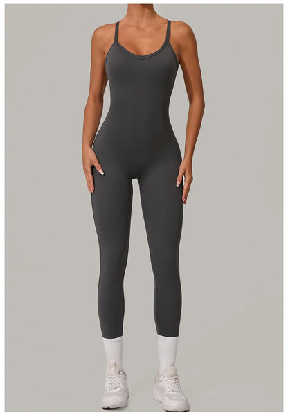 Body Flow – Women's Sculpting Backless Yoga Jumpsuit