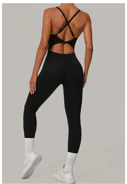 Body Flow – Women's Sculpting Backless Yoga Jumpsuit