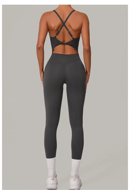 Body Flow – Women's Sculpting Backless Yoga Jumpsuit