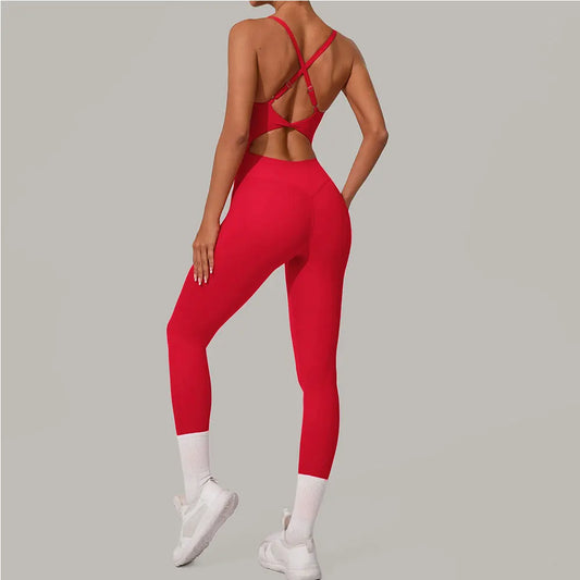 Body Flow – Combinaison Yoga Femme Dos Nu Sculptante