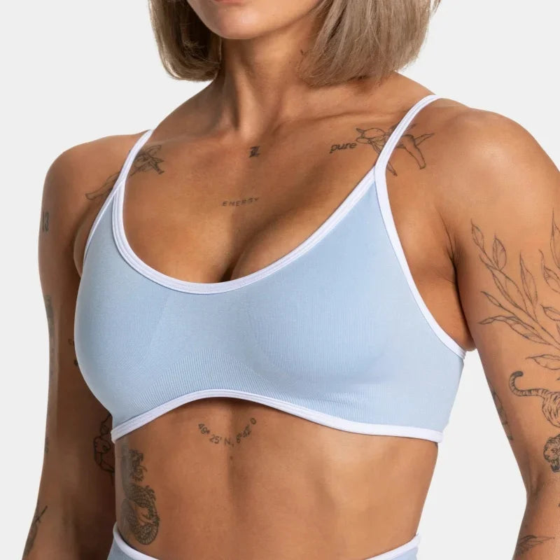 Damen-Sommer-Sport-BH, rückenfrei, gestrickt und gepolstert für Yoga und Fitness