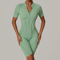 Women's One-Piece Tracksuit, Open Back &amp; Zip, Yoga and Fitness 