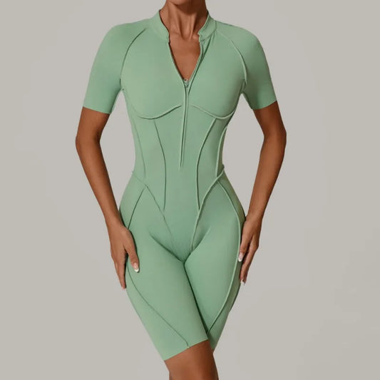 Survêtement Femme 1 Pièce, Dos Ouvert & Zippé, Yoga et Fitness