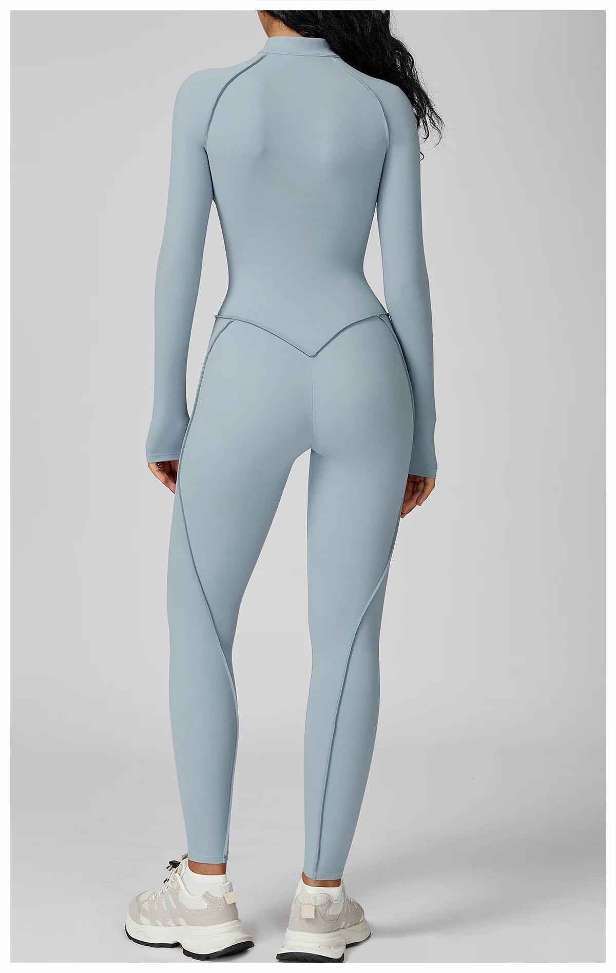 BodyFlow Combinaison Sport Femme – Design Sculptant, Col Montant Zippé, Performance & Élégance