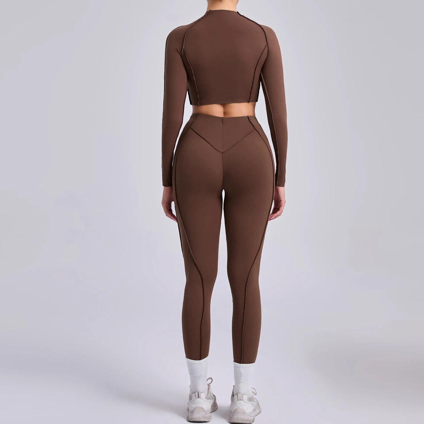 2-teiliges Yoga-Set für Damen, Push-up-Leggings und langärmeliger Sport-BH, Fitness und Training