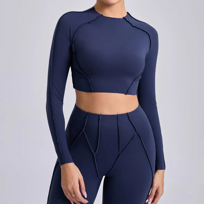 2-teiliges Yoga-Set für Damen, Push-up-Leggings und langärmeliger Sport-BH, Fitness und Training