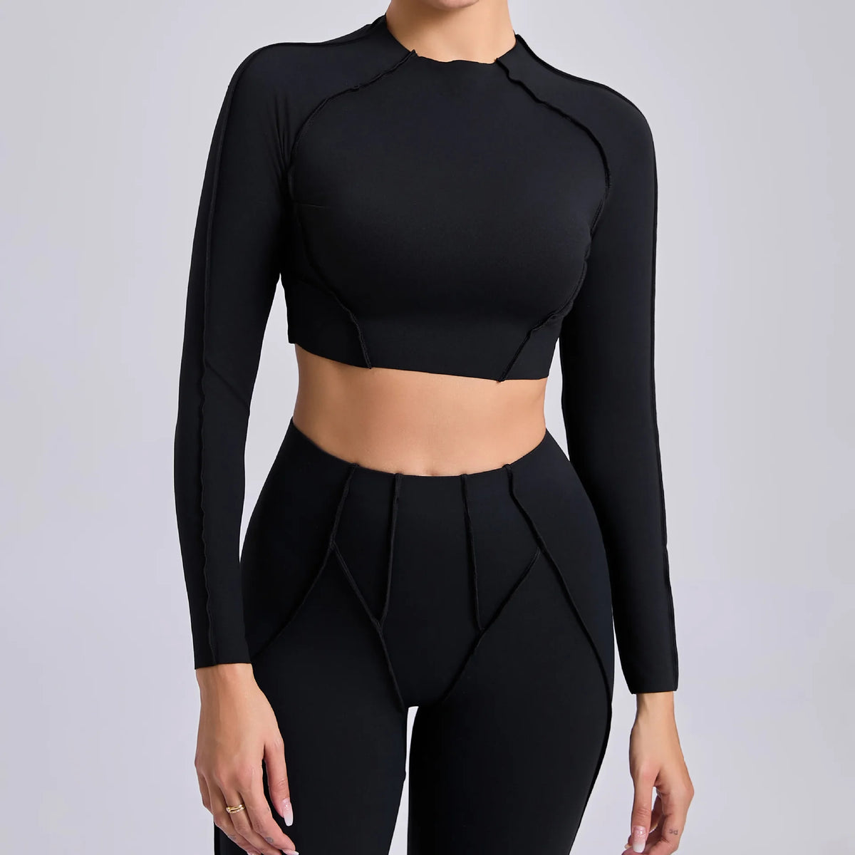 2-teiliges Yoga-Set für Damen, Push-up-Leggings und langärmeliger Sport-BH, Fitness und Training