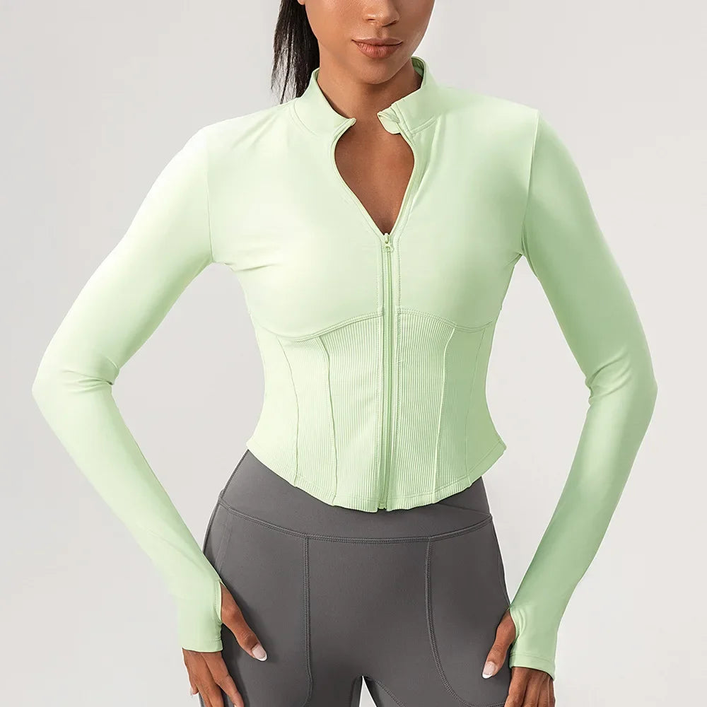 Ensemble Yoga Femme BodyFlow – Manches Longues, Fermeture Zippée, Tenue Sport & Trainin