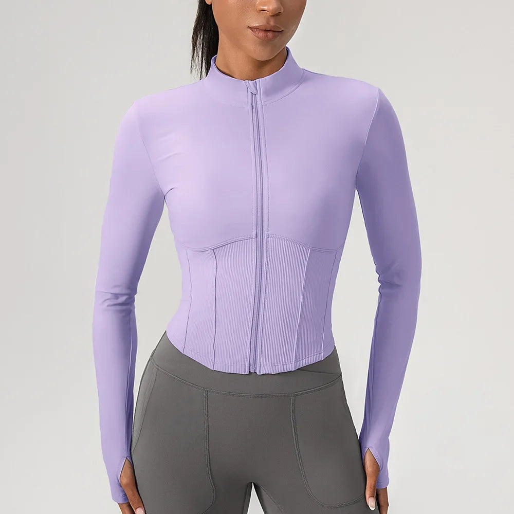 Ensemble Yoga Femme BodyFlow – Manches Longues, Fermeture Zippée, Tenue Sport & Trainin