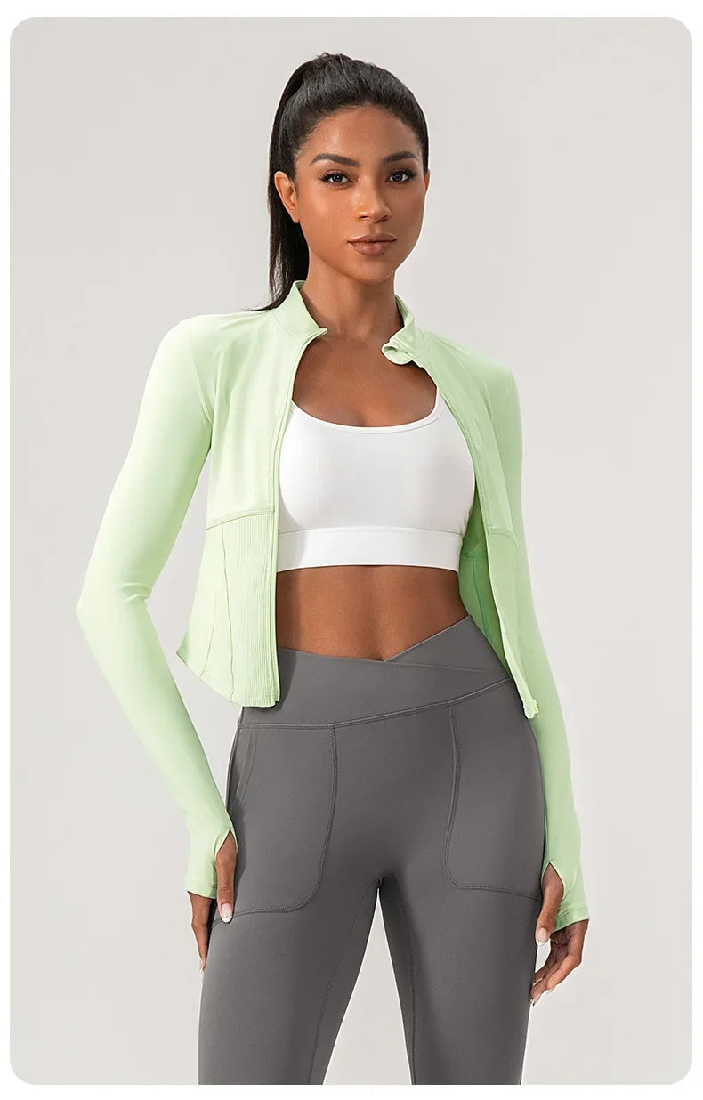 Ensemble Yoga Femme BodyFlow – Manches Longues, Fermeture Zippée, Tenue Sport & Trainin