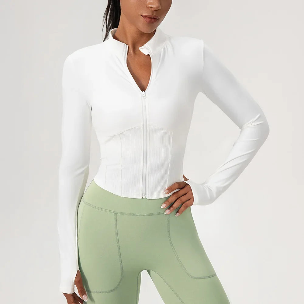 Ensemble Yoga Femme BodyFlow – Manches Longues, Fermeture Zippée, Tenue Sport & Trainin