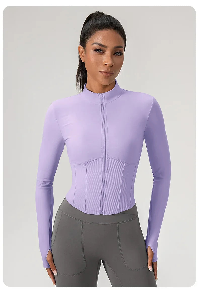 Ensemble Yoga Femme BodyFlow – Manches Longues, Fermeture Zippée, Tenue Sport & Trainin